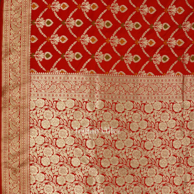 Red Meenakari Pure Mashru Satin Silk Banarasi Saree