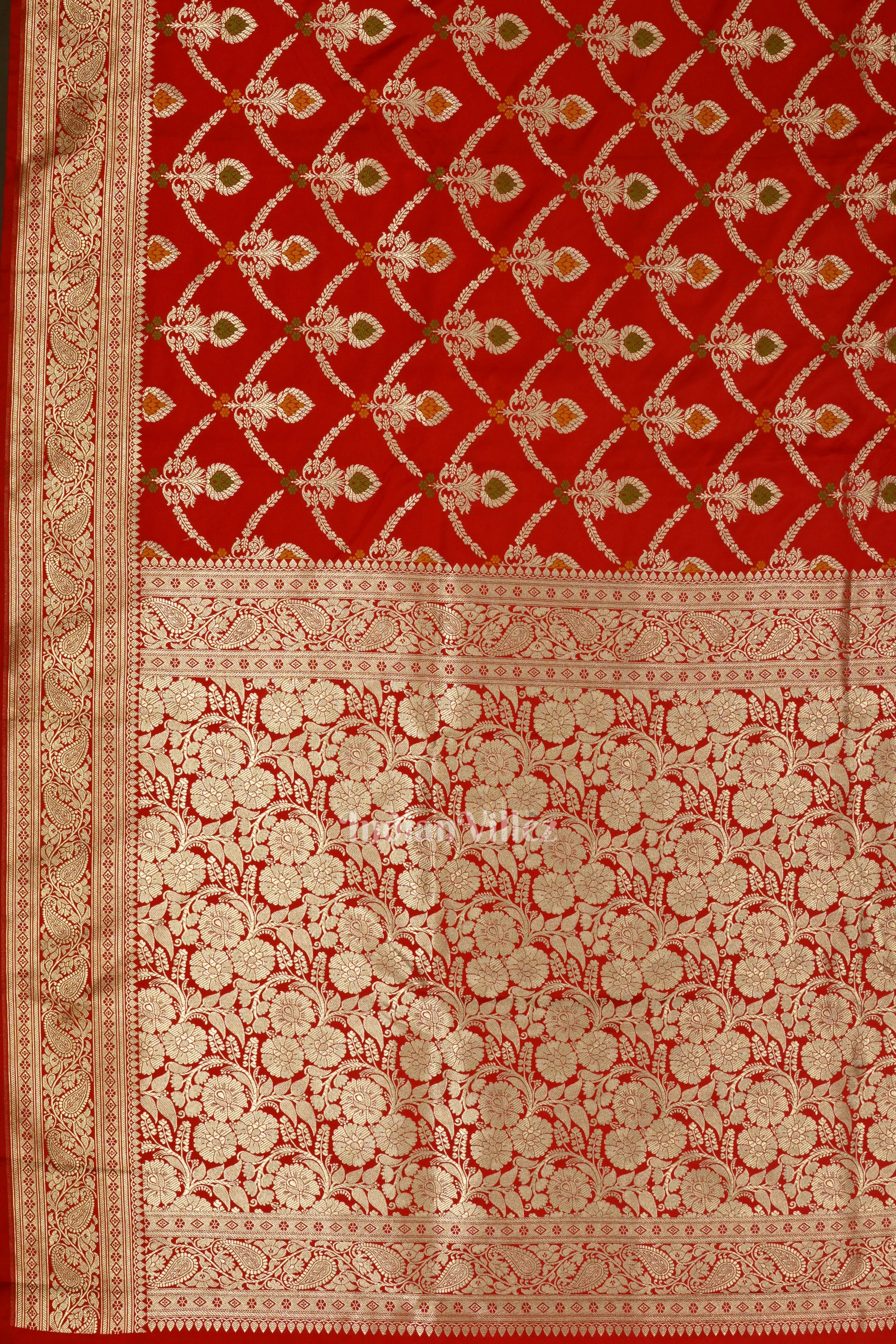 Red Meenakari Pure Mashru Satin Silk Banarasi Saree