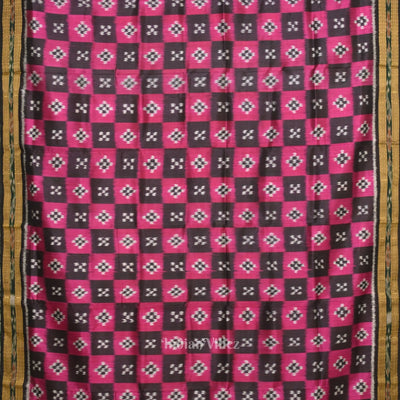 Magenta Pink Black Pasapali Odisha lkat Khandua Silk Saree