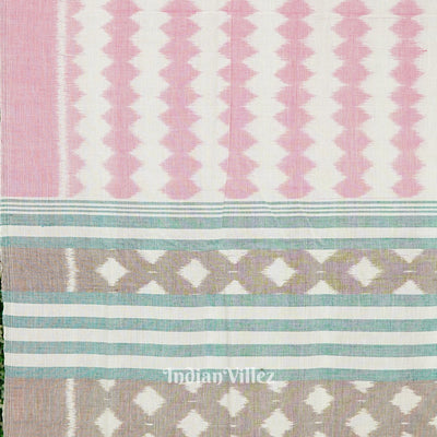 Light Pink Pure Sambalpuri Ikat Cotton Saree
