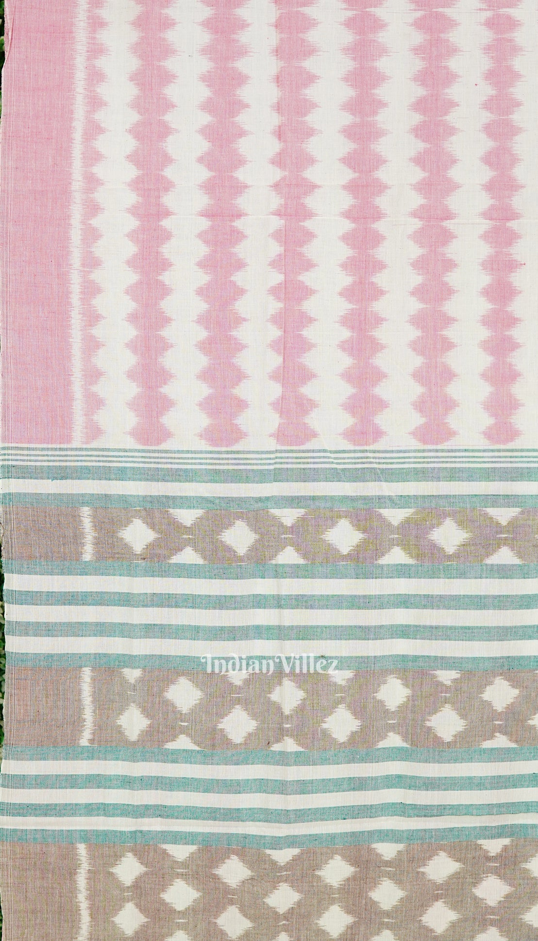 Light Pink Pure Sambalpuri Ikat Cotton Saree