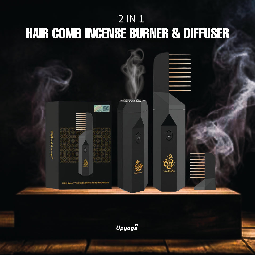 Upyoga 2 in 1 Hair Comb Incense Burner & Home Diffuser | 1 Year Warranty | Rechargeable | Bakhoor Included