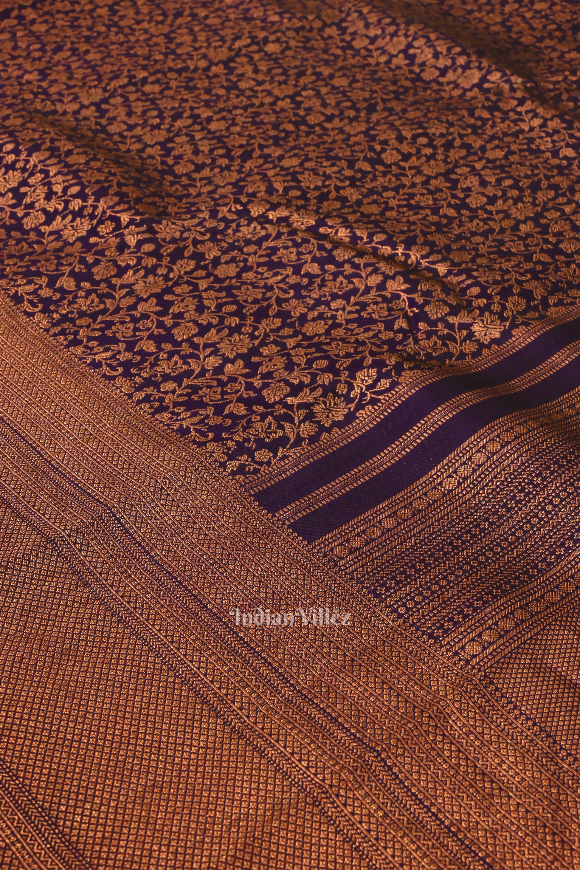 Dark Tone of Purple Pure Kanjivaram Silk Saree