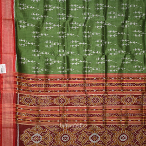 Green Red Tribal Theme Odisha Handloom Khandua Silk Saree
