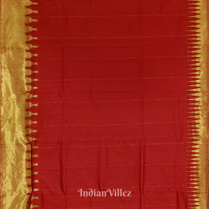Red with Golden Zari (Tissue) Phoda Kumbha Sambalpuri Silk Saree