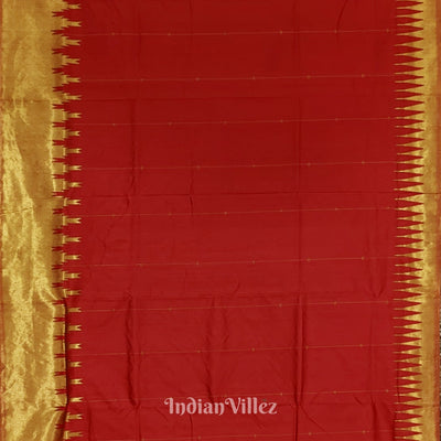 Red with Golden Zari (Tissue) Phoda Kumbha Sambalpuri Silk Saree