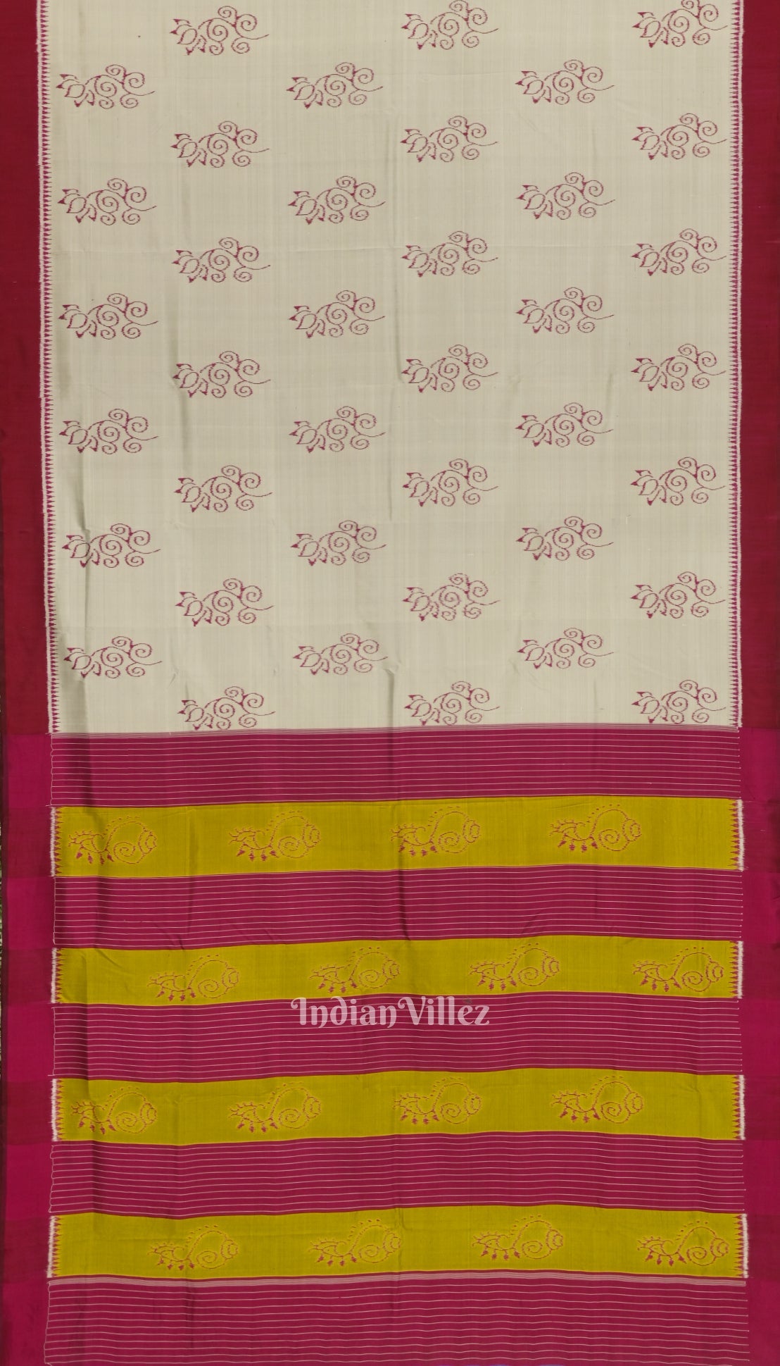 Silver Grey With Maroon Designer Odisha Ikat Contemporary Silk Saree
