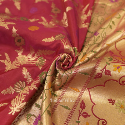 Rani Pink Dual Tone Meenakari Banarasi Katan Silk Saree