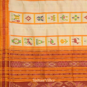 White Yellow Nabakothi Khandua Silk Saree