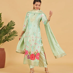 Pastel Green Festive Kurta Set