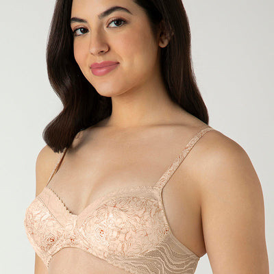Demure Padded Non-Wired Demi Bra - Delicate Bloom Print