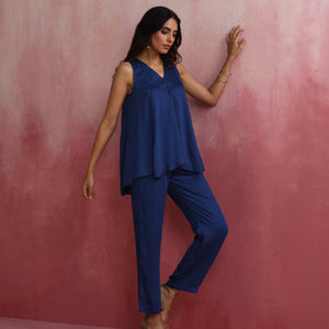 trueBrowns Blue Modal Flared Co-ord Set