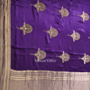 Violet Mashru Satin Silk Banarasi Saree