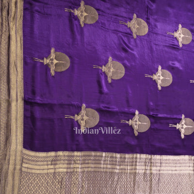 Violet Mashru Satin Silk Banarasi Saree