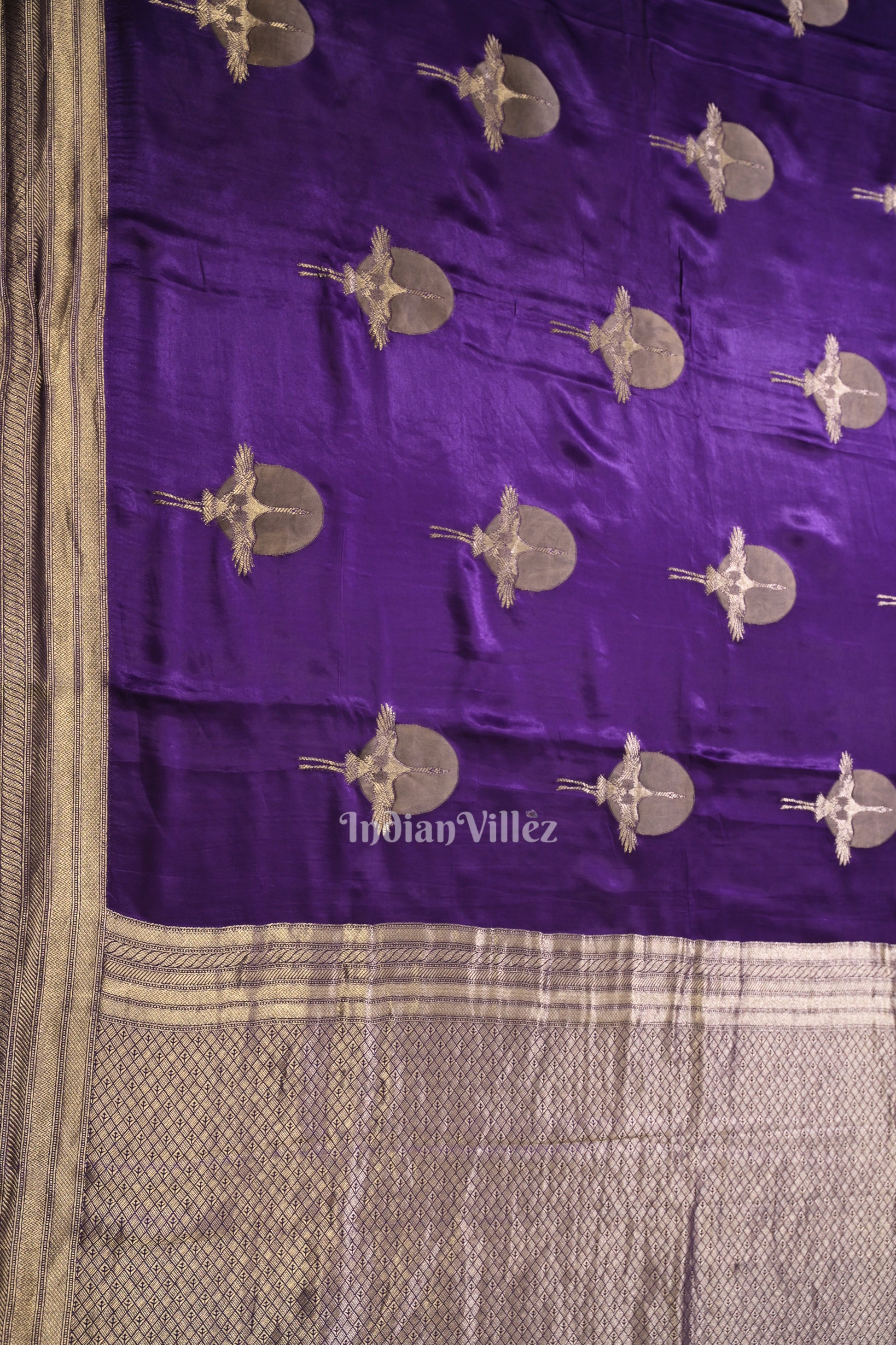 Violet Mashru Satin Silk Banarasi Saree