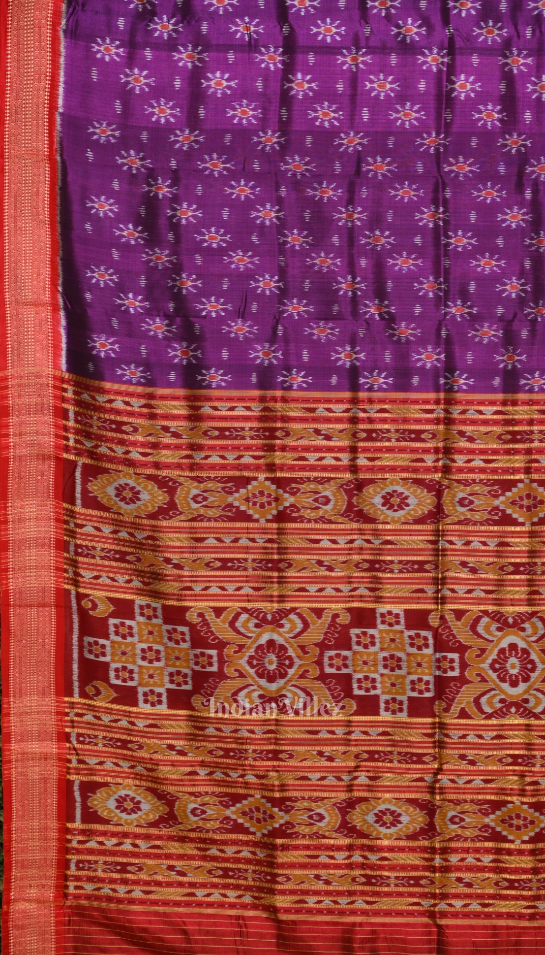 Purple Red Odisha Khandua Silk Saree