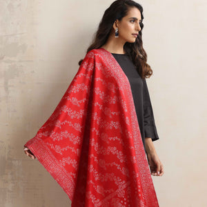 trueBrowns Red Woollen Stole