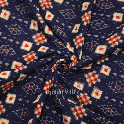 Blue Pasapali Sambalpuri Ikat Cotton Fabric