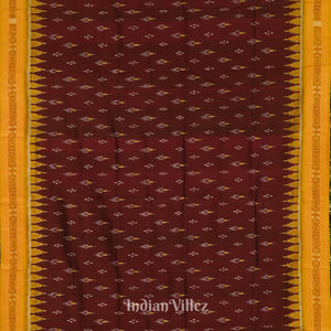 Maroon With Mustard Yellow Mayur Chandrika Khandua Silk Saree
