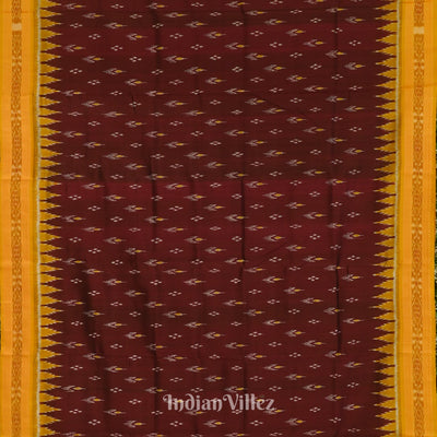Maroon With Mustard Yellow Mayur Chandrika Khandua Silk Saree