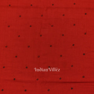 Red Floral Motif Odisha Ikat Cotton Fabric