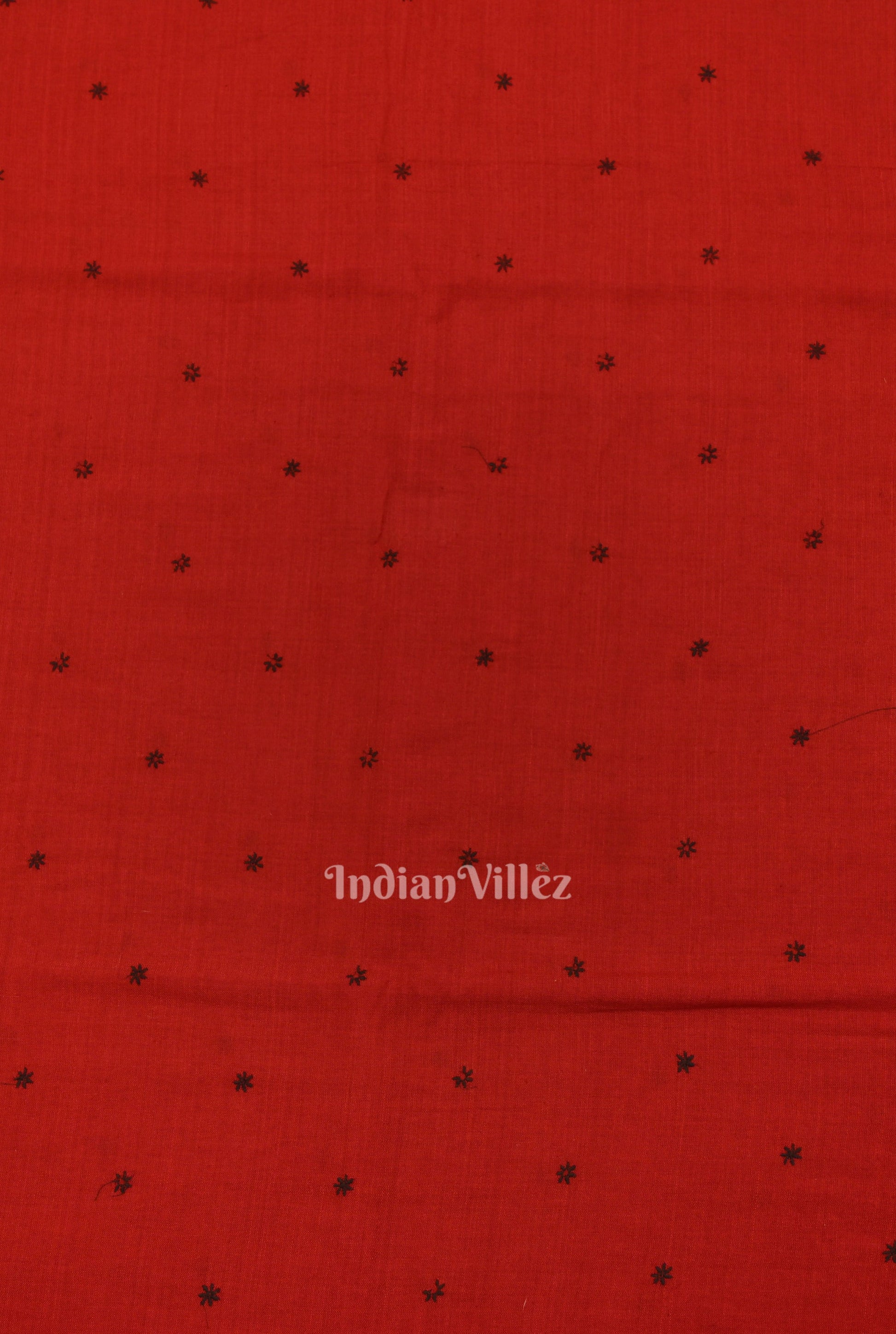 Red Floral Motif Odisha Ikat Cotton Fabric