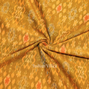 Mustard Yellow Pochampally Ikat Silk & Cotton (Sico) Fabric