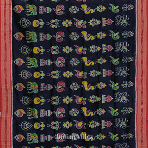 Black Red Odisha Ikat Nabarangi Khandua Silk Saree
