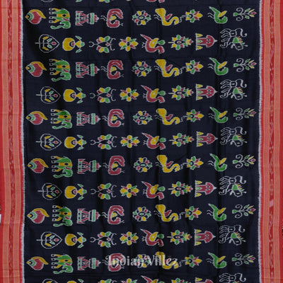 Black Red Odisha Ikat Nabarangi Khandua Silk Saree