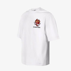 ALMOST GODS | BURNING HEART BOXY TEE { WHITE