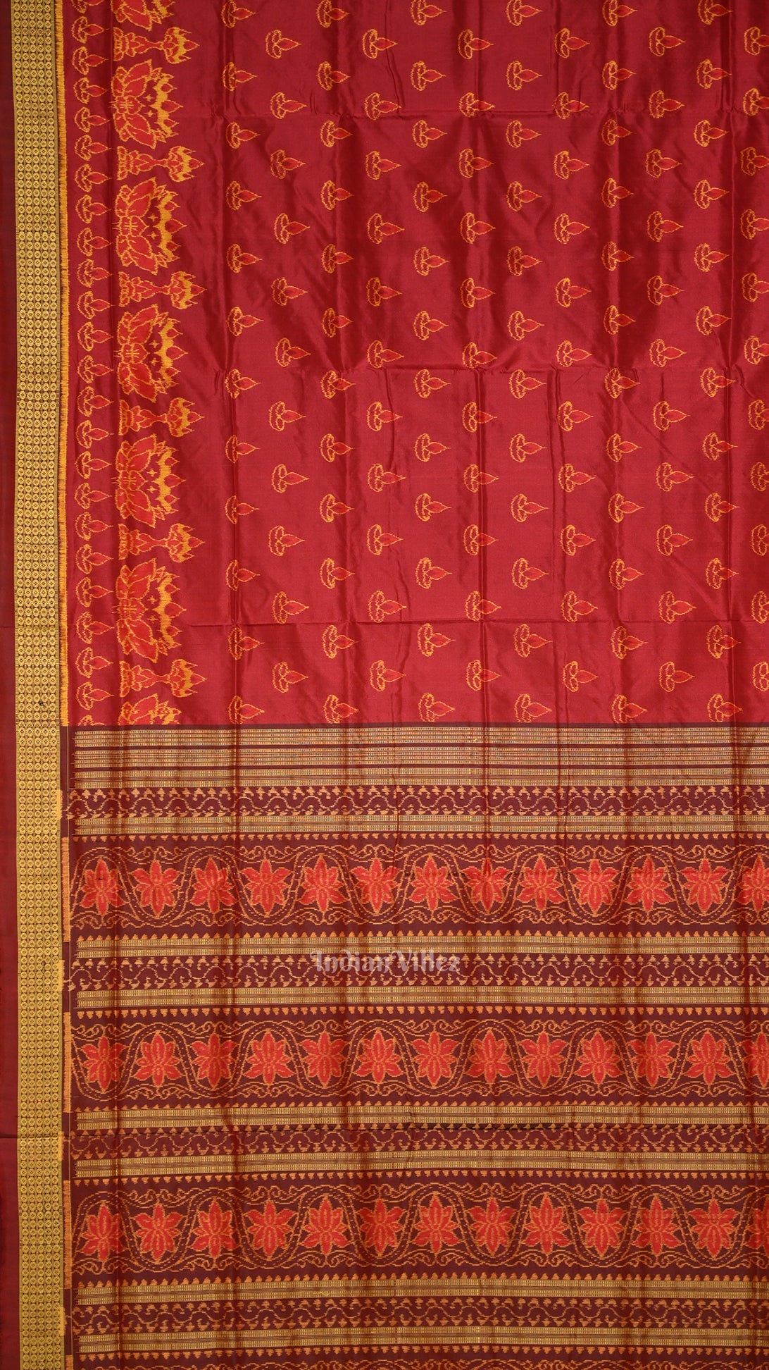Blood Red Diwali Theme Odisha Handloom Sambalpuri Silk Saree