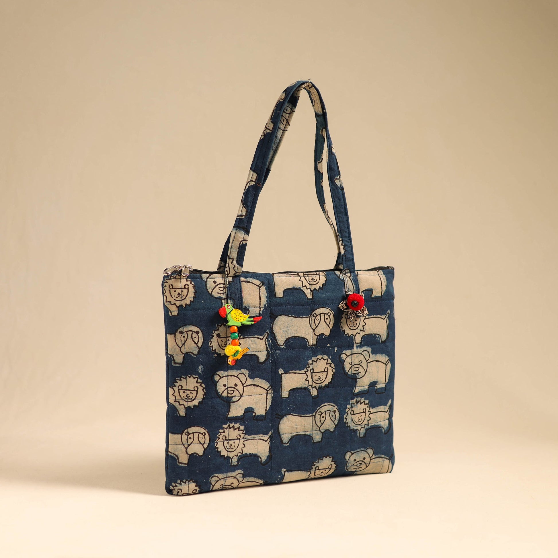 Blue - Handcrafted Quilted Cotton Handbag 16