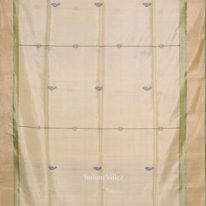 Off White Red Pure Bishnupuri Silk Saree