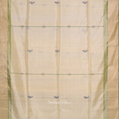 Off White Red Pure Bishnupuri Silk Saree