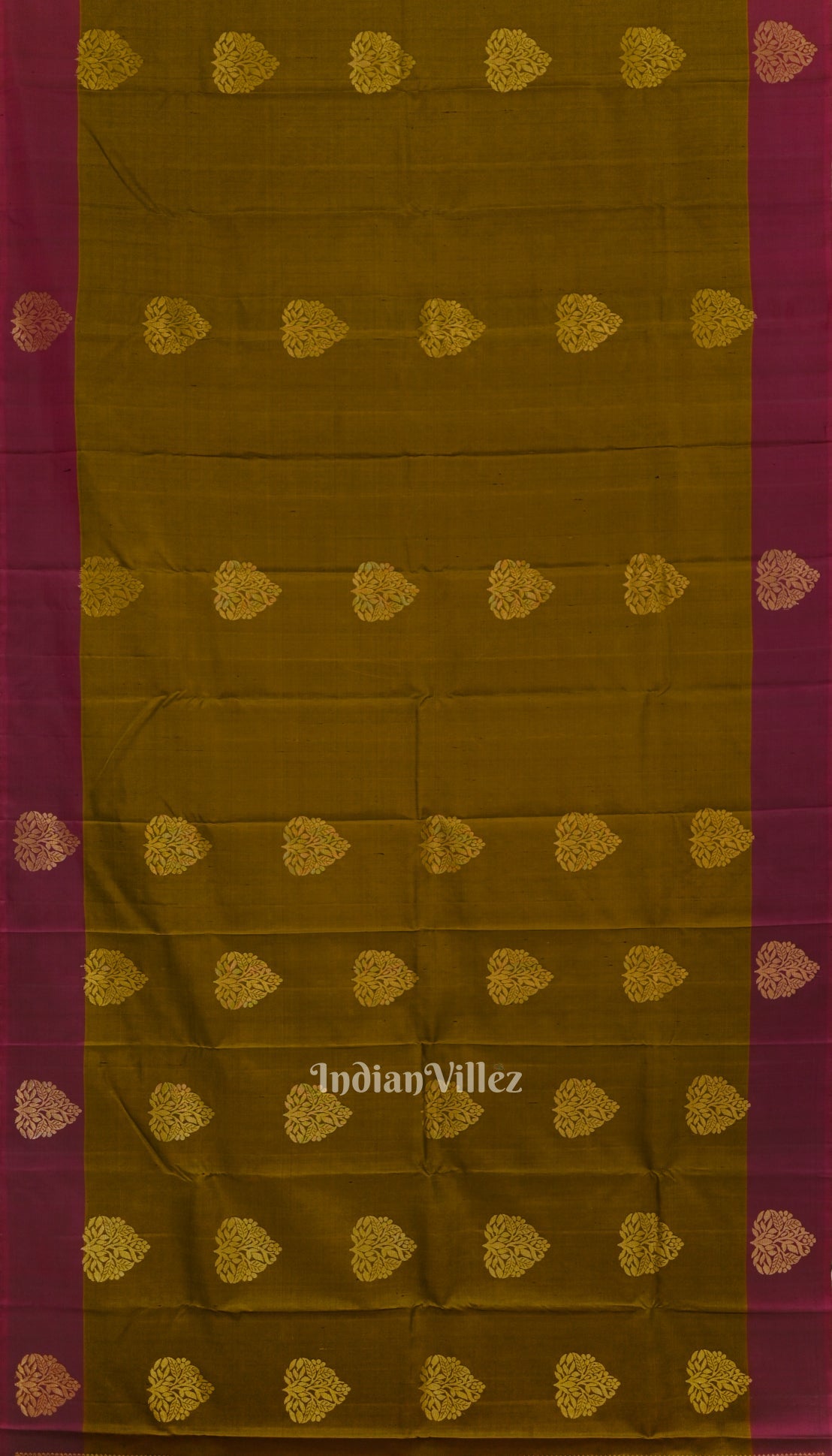 Golden Brown With Maroon Pure Kanjivaram Soft Silk Saree