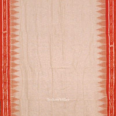 Cream Orange Jharana Maniabandha Cotton Saree