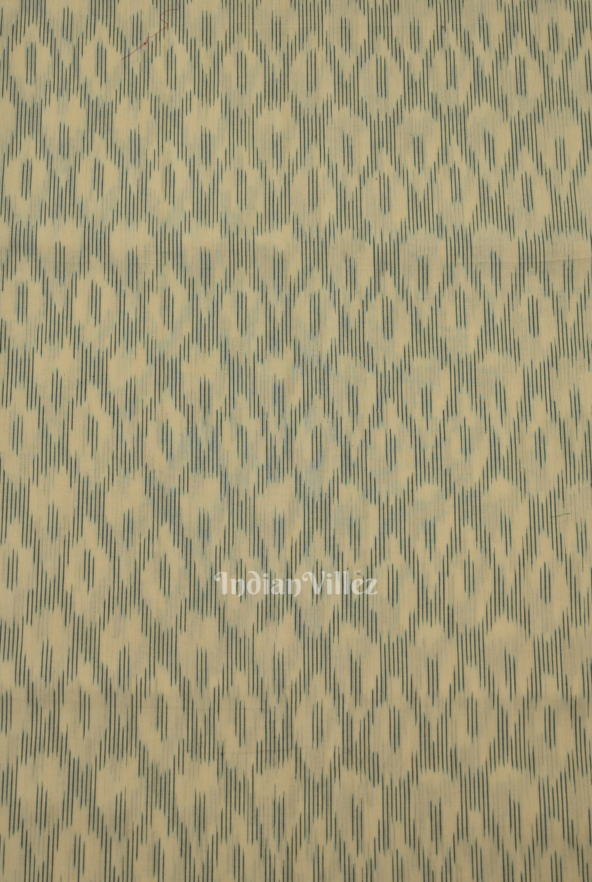 White Green Pochampally Ikat Cotton Fabric