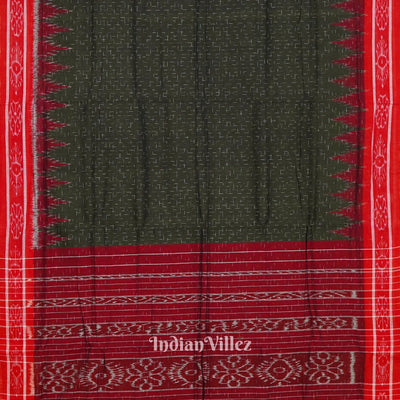 Bottle Green Maniabandha Cotton Jharana Saree