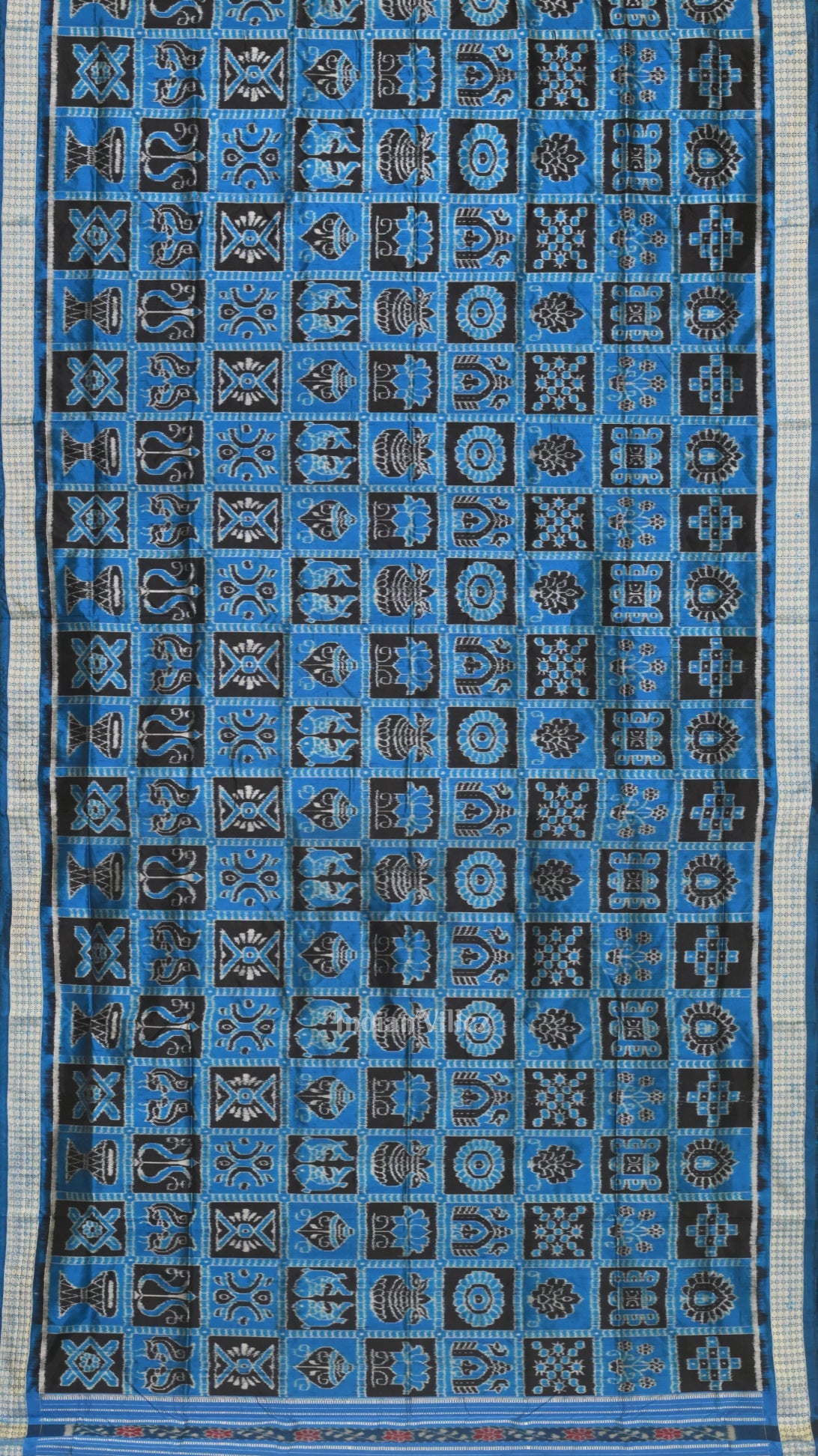 Deep Blue Nabakothi Odisha Ikat Sambalpuri Silk Saree