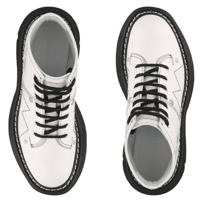 Alexander Mcqueen Tread Slick Lace Up Boot Ivory Black (Women'S)