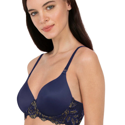 Lace Legacy Padded Wired Lace Full Cover T-shirt Bra - Midnight
