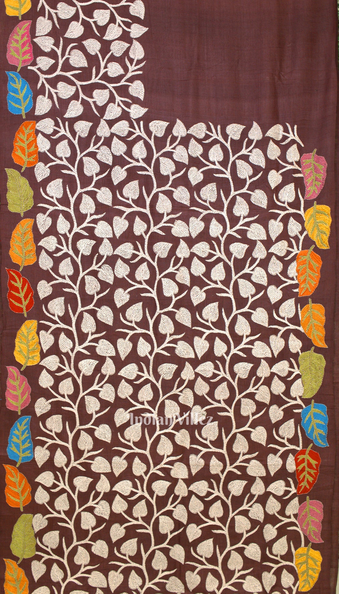 Exclusive Tussar Kantha Stitch Hand Embroidered Saree