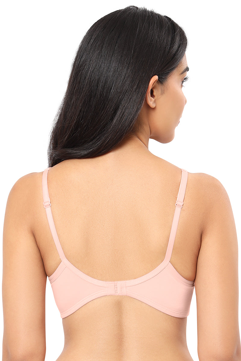 Cotton Casual Lightly Padded Non-Wired Full Coverage T-Shirt Bra - Impatiens Pink
