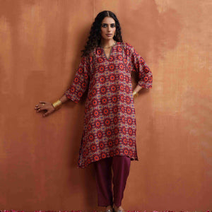 trueBrowns Beige Mandala Print Kurta Co-ord Set