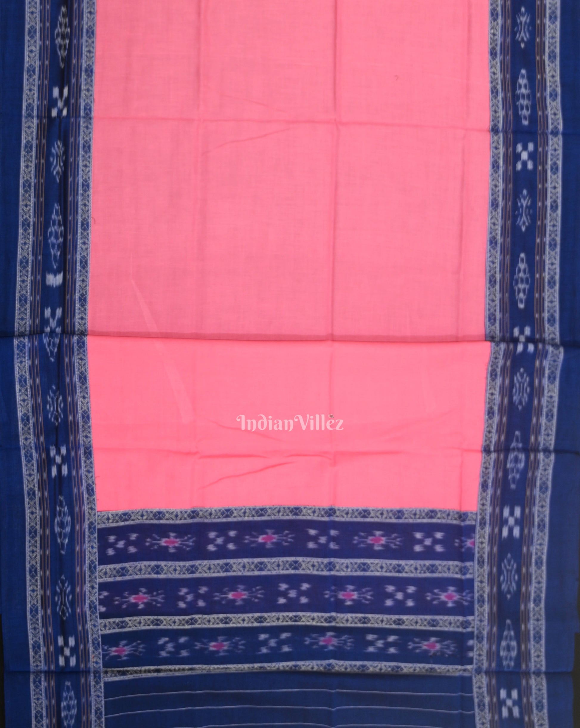 Blue Baby Pink Flower Buti Odisha Ikat  Sambalpuri Dress Set & Dupatta