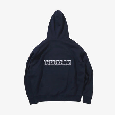 Icecream | EMBROIDERED LOGO COTTON HOODIE  { NAVY
