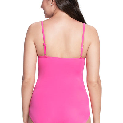 Straight Neck Padded One Piece - Fandango Pink
