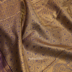 Light Orange Pure Kanjivaram Tissue Silk Saree