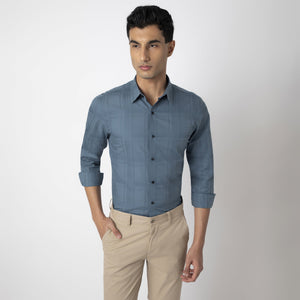 Self-Checkered Semi-Formal Shirt