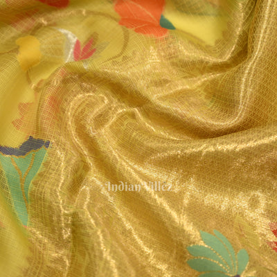 Light Yellow Pure Jamdani Banarasi Kota Saree